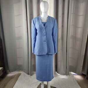 Maxie Klein Collections Blue, Lavender 2 Pc Suit Skirt & Jacket Size 12